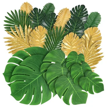 Пальмовые Листья Искусственная Тропическая Монстера - 77 Шт 8 Видов Искусственных Листьев Сафари Гавайский Луау Украшение Праздничного Стола CNIM Hot