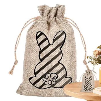 Пасхальные сумки из мешковины, мешочки для конфет на шнурке из мешковины с Пасхальным кроликом для подарочной упаковки, сувениры для вечеринок, искусство и поделки своими руками