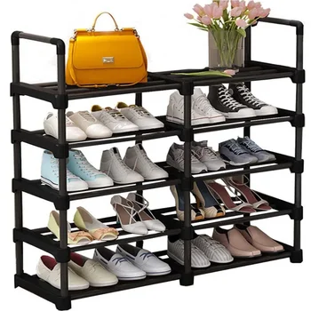 Органайзер для хранения обуви на 20-24 пары, металлический штабелируемый и съемный Многофункциональный стеллаж для прихожей, шкафа и спальни