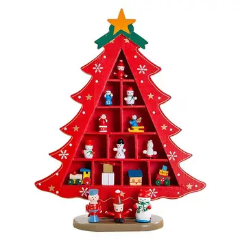 Украшение столешницы деревянной рождественской елкой Деревянная рождественская елка со звездами и мини-украшениями Центральные элементы стола в деревенском стиле