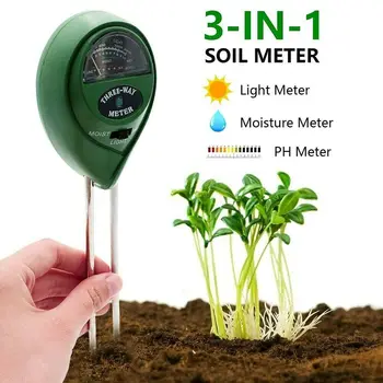 Тестер PH почвы 3 В 1, Измеритель влажности воды, Измеритель освещенности, Комплект для садовых анализаторов цветов, садовых принадлежностей, аксессуаров и гаджетов