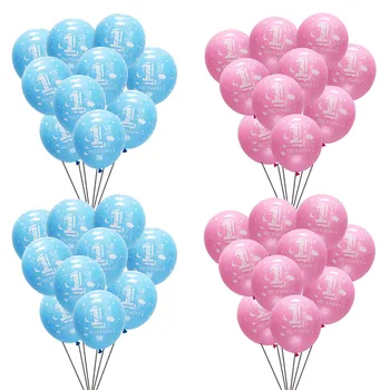 10шт 12-дюймовых латексных воздушных шаров в возрасте 1 года для мальчиков и девочек, декор для вечеринки в честь 1-го дня рождения, Детский душ, принадлежности для празднования годовщины первого дня рождения детей