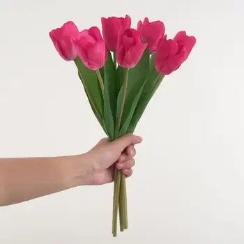 Имитация цветка Реалистичная имитация тюльпанов Красивый букет искусственных цветов для украшения домашней свадьбы Поддельный цветок