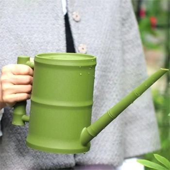 Бамбуковая трубка в китайском стиле, Пластиковые садовые инструменты для домашнего садоводства, зеленые растения, лейка с длинным носиком