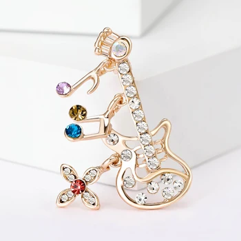 Beauty & Berry Роскошный дизайн со стразами для женщин, броши для скрипки, Милые булавки для музыкального оборудования, ювелирные аксессуары, подарки