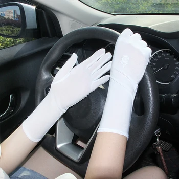 Солнцезащитные перчатки средней длины для женщин, летние женские стрейчевые, устойчивые к ультрафиолетовому излучению Перчатки для вождения, дышащие тонкие варежки