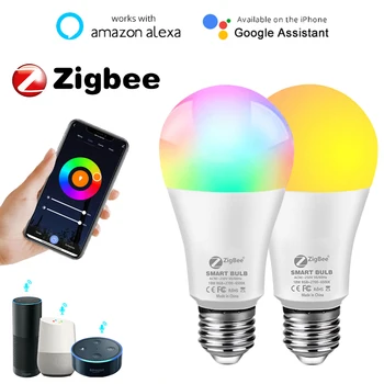 12 Вт 15 Вт 18 Вт E27 Zigbee 3.0 RGB + CW + WW 85-265 В WiFi Голосовое Управление Лампочкой, Меняющей Цвет RGB Лампы, Работа С Alexa Tuya