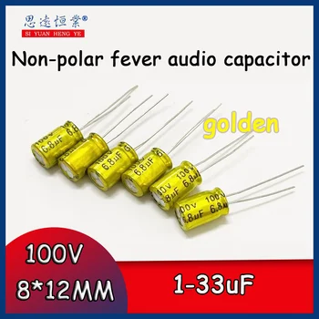 10шт 100 В неполярный аудио конденсатор fever золотой 8*12 мм 1/1.5/2.2/3.3/4.7/5.6/6.8/10/15/22/ 33 МКФ