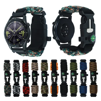 22 мм Спортивный плетеный ремешок для Samsung Galaxy Watch 3 45 мм 46 мм нейлоновый ремешок для зонта веревка для браслета Huewei Watch GT 2e 3