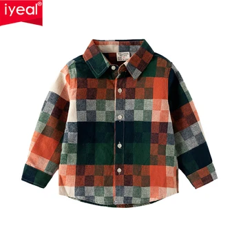 IYEAL/ Новая Детская клетчатая рубашка Корейского производства, Детская одежда, Рубашка с длинными рукавами Для мальчиков, Модный Повседневный Топ Для Малышей