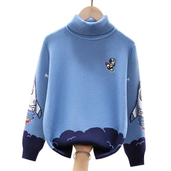 зимний свитер для мальчиков, сохраняющий тепло, хлопчатобумажная одежда, детский свитер, водолазка, пуловер, свитер, детская одежда, одежда для мальчиков от 4 до 16 лет
