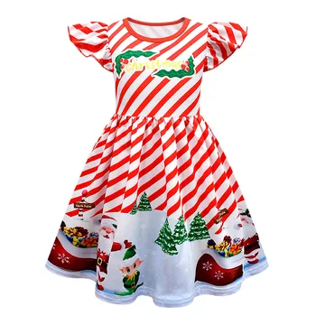 Рождественские платья для детей от 2 до 12 лет для девочек, новогодний костюм с принтом красного Рождественского Снеговика, детская одежда для Рождественской вечеринки на День рождения 2024 г.