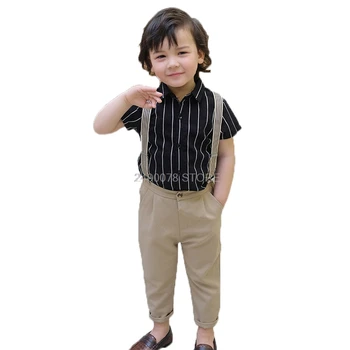 Школьная форма для мальчиков, детская официальная рубашка с ремешком + брюки + комплект одежды с бабочкой, детское свадебное платье на день рождения, костюм для фортепиано