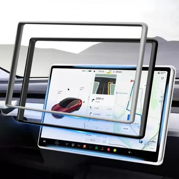 Защитная крышка навигационного экрана Силиконовая рамка экрана Протектор края дисплея Защита центрального управления для Tesla Model 3/Y