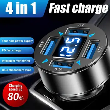 1шт Автомобильный MP3 Bluetooth Плеер 3.1A Синий Свет Быстрый USB Запчасти Автоматическая Защита Интеллектуальное Зарядное Устройство Дисплей Чип Цифровой LED 4 F7A5