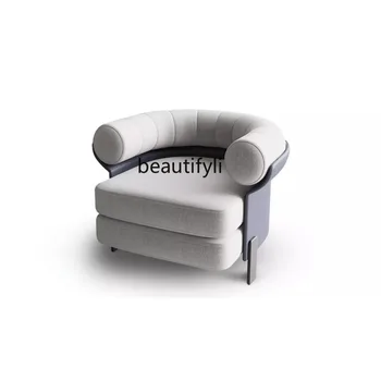 Итальянский минималистичный диван из хлопчатобумажной и льняной ткани, легкая Роскошная гостиная, современное минималистичное кресло для отдыха, мебель для кресел