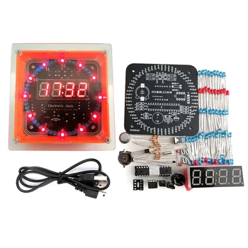 DIY Вращающийся цифровой светодиодный дисплейный модуль Сигнализация Электронные Цифровые часы Комплект 51 SCM Обучающая плата 5V DS1302