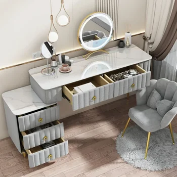 Роскошное кресло, туалетный столик, ящик для макияжа, женский туалетный столик со светодиодной подсветкой, скандинавское зеркало для макияжа, белая мебель для дома Meuble De Chambre