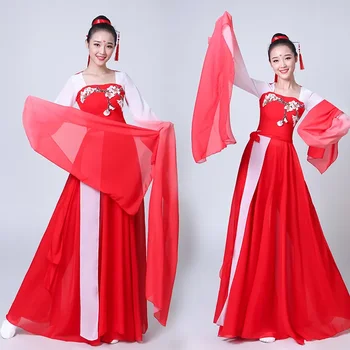 Классические танцевальные костюмы Hanfu в китайском стиле, женские танцевальные костюмы нового стиля, танцевальный костюм с рукавами
