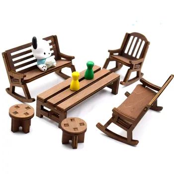 Деревянный пейзаж мини-маленькая мебель табуретки стулья столы кукольные домики декоративный реквизит и украшения Миниатюрная Модель Подарок