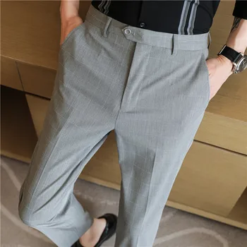 Высококачественные деловые брюки для мужчин, модные тонкие повседневные брюки для офиса, брюки для жениха, мужская одежда