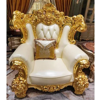 роскошные 7-местные диваны с золотой резьбой, потертого цвета, роскошный комплект диванов для гостиной