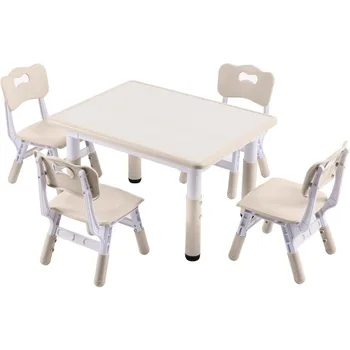 Регулируемый детский стол и Набор из 4 стульев, Детский стол и стул с Настольным Рисунком Граффити, 31,5 