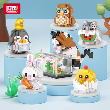 Кавайная модель животного, мини строительные блоки, интересный орел, кролик, кошка, Пингвин, цыпленок, хомяк, кирпич, 3D собранные игрушки для подарка малышу