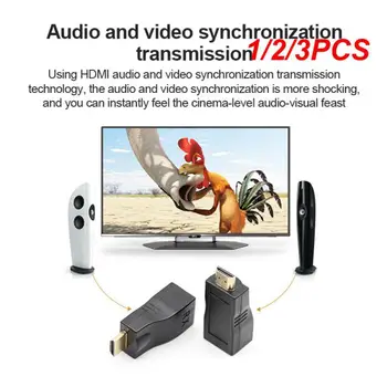 1/2 / 3ШТ HDMI-совместимый Удлинитель с 4k портами RJ45 Локальная сеть HDMI-совместимое расширение Длиной до 30 м по локальной сети CAT5e / 6 hotUTP