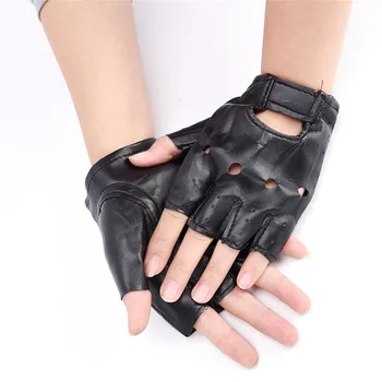 1 Пара Черных Цветных Модных Перчаток Из Искусственной Кожи На Половину Пальца, Женские Перчатки Для Вождения Без Пальцев Для Женщин