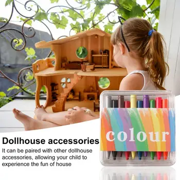 Аксессуары для кукольного домика Реалистичные Миниатюрные инструменты для рисования в кукольном домике Цветные Карандаши Еда Игровой набор Мебель для кукольного домика
