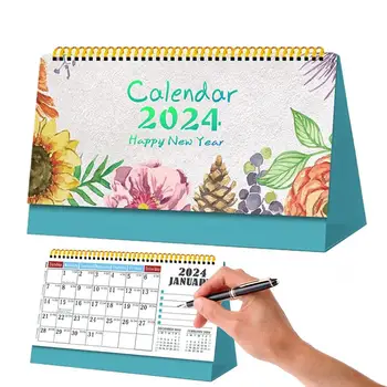 Настольные календари на 2024 год Ежемесячные календари для планирования рабочего стола Креативные настольные планировщики из плотной бумаги и каникулы для студентов