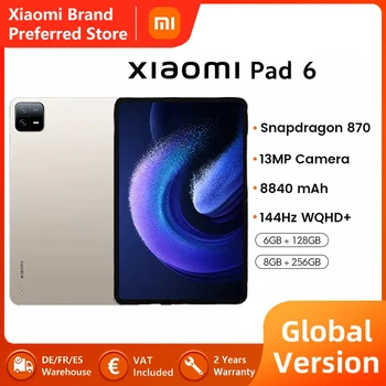 Глобальная версия Xiaomi Mi Pad 6 128 ГБ / 256 ГБ Процессор Snapdragon 870 144 Гц WQHD 8840 мАч 33 Вт Планшет с быстрой зарядкой MIUI14