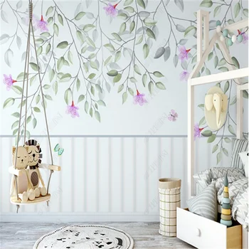 Ручная роспись маленьких свежих садовых обоев для гостиной домашний декор листья цветы скандинавский фон обои для спальни фреска
