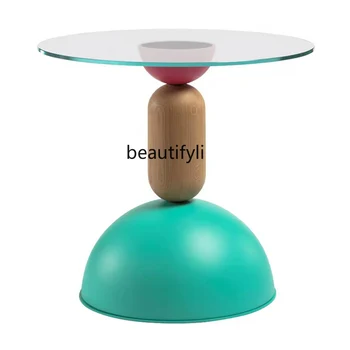 Креативная Дизайнерская гостиная Комбинированный Чайный столик Диван Приставной столик Простое искусство Прикроватный Угловой столик мебель для круглого стола