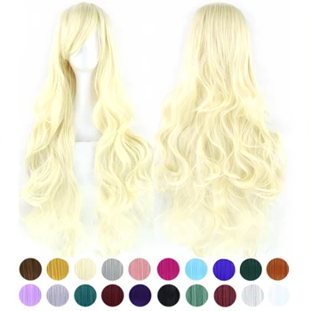 Soowee, светлые волнистые синтетические волосы длиной 80 см, парик для косплея с челкой, красочные парики для костюмов на Хэллоуин для женщин