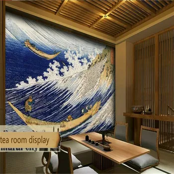 Японский Серфинг Укие-э Канагава Фотообои 3D Суши Ресторан Чайная комната Промышленное оформление Фон Обои 3D