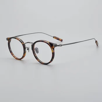 Японский люксовый бренд Ретро Круглые очки в оправе Мужские Винтажные Титановые очки для оптической близорукости для женщин Очки по рецепту врача