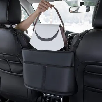 Автомобильная сумка для хранения из искусственной кожи, задняя Подвесная сетка, Карман, сумка для багажника, Органайзер для сумок, Аксессуары для салона автомобиля