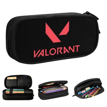 Пеналы Valorant Game, милый держатель для ручек, сумки для карандашей, студенческие косметички большой емкости, школьные косметические пеналы для карандашей