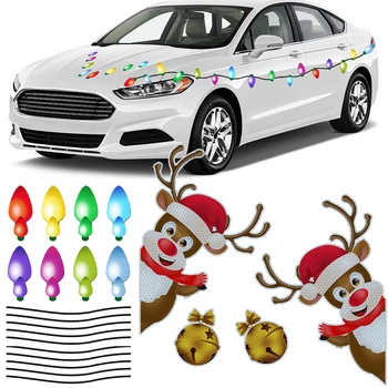 Рождественская наклейка, украшение автомобиля, Магнит на холодильник, украшение лампы, Рождественский фестиваль, Светоотражающая наклейка, Декор гаража