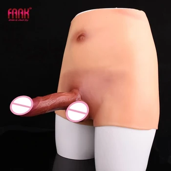 Фаллоимитатор FAAK со страпоном, штаны из реалистичной кожи, Носимый искусственный пенис, Силиконовые трусики с фаллоимитатором, женский мастурбатор, секс-игрушки для лесбиянок