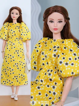 Длинное желтое платье в цветочек/30 см кукольная одежда костюм летняя одежда одежда для 1/6 Xinyi FR ST Кукла Барби /игрушка для девочек Рождество