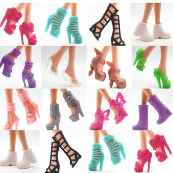 12 пар разноцветных модных кукольных сандалий на каблуках Для куклы Барби в разных стилях Игрушечные девочки Подарок для девочек Игрушки