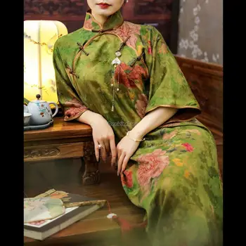 2024 Китайское стильное восточное платье cheongsam dress lady cheongsam женское элегантное праздничное платье qipao в национальном стиле a786
