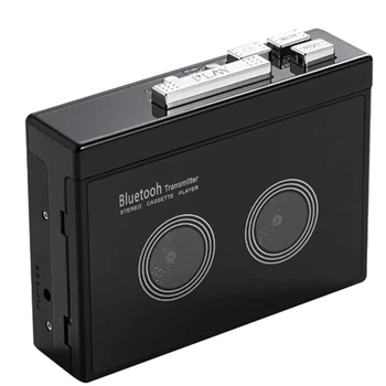 Цельнокроеный черный стереокассетный проигрыватель в стиле ретро, черная кассета Walkman, музыкальный аудиокассет, автоматический реверс с Bluetooth