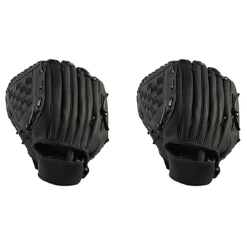 Горячая 2X Спортивная бейсбольная перчатка для занятий софтболом, правая рука для взрослых мужчин и женщин, черный 10,5 дюймов
