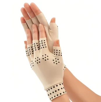Хлопчатобумажные компрессионные перчатки при артрите на половину пальца, магнитная скоба для поддержки запястья без пальцев, спортивные перчатки при артрите для мужчин и женщин