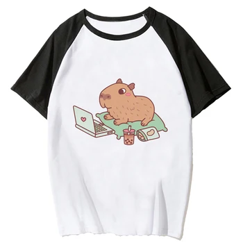 Футболки Capybara, женская дизайнерская одежда с графическим рисунком для девочек y2k
