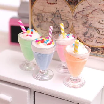 Миниатюрные стаканчики для мороженого в кукольном домике 1: 12, кухонные принадлежности для еды в кукольном домике